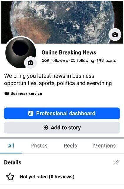 News Niche 56k Follower Facebook Page | Non Monetization |Africa Based Follower